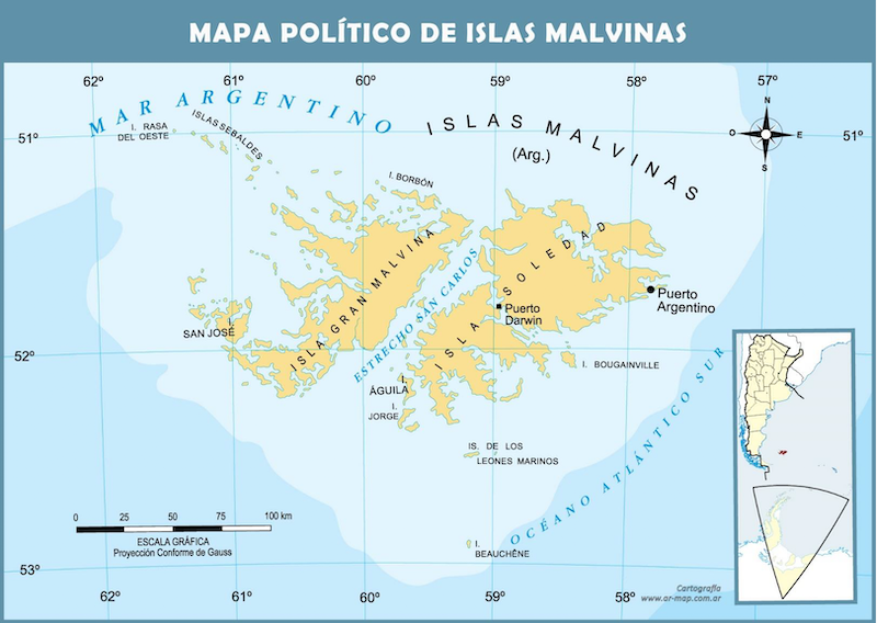 Mapa Político Malvinas
